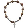 Bracelet dizainier élastique en pierre véritable et insert en hématite Ø 8 mm, croix incluse