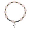 Bracelet dizainier élastique en pierre véritable et insert en hématite Ø 8 mm, croix incluse