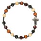 Bracelet sur élastique grains bois couleurs assorties, Ø 8 mm, résine V Miraculeuse.