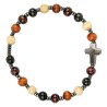 Bracelet sur élastique grains bois couleurs assorties, Ø 8 mm, résine V Miraculeuse.