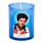 Veilleuse bleu avec autocollant blanc de saint 20/24, H. 6,5 cm, Ø 5 cm ( VO 5)
