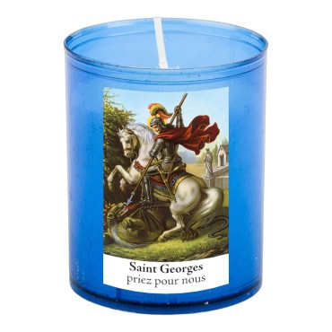Veilleuse bleu avec autocollant blanc de saint 20/24, H. 6,5 cm, Ø 5 cm ( VO 5)