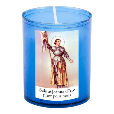 Veilleuse bleu avec autocollant blanc de saint 20/24, H. 6,5 cm, Ø 5 cm ( VO 5)