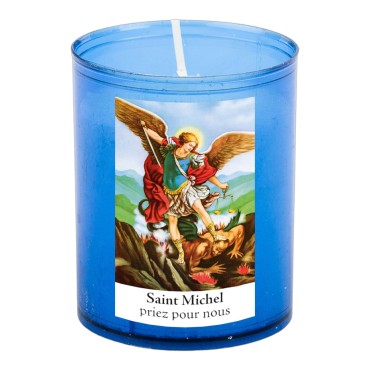 Veilleuse bleu avec autocollant blanc de saint 20/24, H. 6,5 cm, Ø 5 cm ( VO 5)
