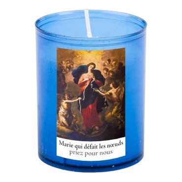 Veilleuse bleu avec autocollant blanc de saint 20/24, H. 6,5 cm, Ø 5 cm ( VO 5)