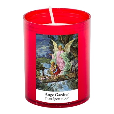 Veilleuse rouge avec autocollant blanc de saint 20/24, H. 6,5 cm, Ø 5 cm ( VO 5)