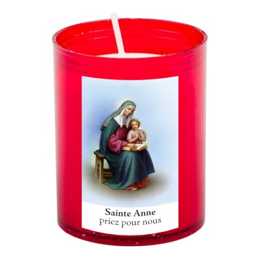 Veilleuse rouge avec autocollant blanc de saint 20/24, H. 6,5 cm, Ø 5 cm ( VO 5)