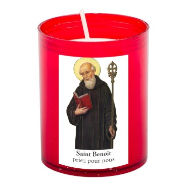 Veilleuse rouge avec autocollant blanc de saint 20/24, H. 6,5 cm, Ø 5 cm ( VO 5)