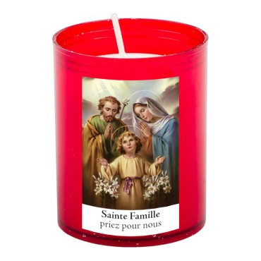Veilleuse rouge avec autocollant blanc de saint 20/24, H. 6,5 cm, Ø 5 cm ( VO 5)