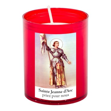 Veilleuse rouge avec autocollant blanc de saint 20/24, H. 6,5 cm, Ø 5 cm ( VO 5)