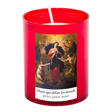 Veilleuse rouge avec autocollant blanc de saint 20/24, H. 6,5 cm, Ø 5 cm ( VO 5)