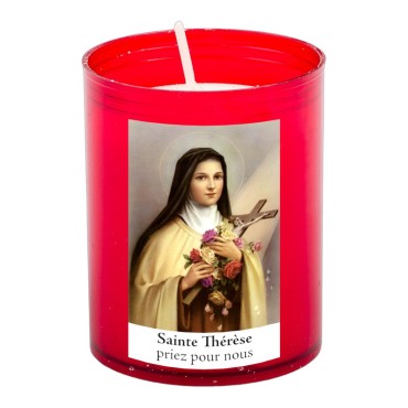 Veilleuse rouge avec autocollant blanc de saint 20/24, H. 6,5 cm, Ø 5 cm ( VO 5)