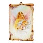Cadre en bois forme parchemin à suspendre H.15x10 cm avec image collée, plusieurs modèles anges et enfants.