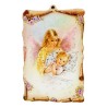 Cadre en bois forme parchemin à suspendre H.15x10 cm avec image collée, plusieurs modèles anges et enfants.