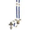 Chapelet sur corde grains bois Ø 8 mm avec cœur avec la vierge du perpétuel secours et croix du Christ en gloire H 4.5 cm