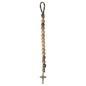 Bracelet dizainier pour homme sur corde grains en bois Ø 1.2 cm avec croix de St Benoit