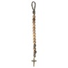 Bracelet dizainier pour homme sur corde grains en bois Ø 1.2 cm avec croix de St Benoit