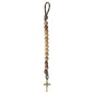 Bracelet dizainier pour homme sur corde grains en bois Ø 1.2 cm avec croix de St Benoit