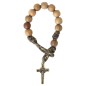 Bracelet dizainier pour homme sur corde grains en bois Ø 1.2 cm avec croix de St Benoit