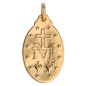 Médaille en plaqué or de la Vierge Miraculeuse, texte en Français, H. 2.5 cm. Livrée en boite.
