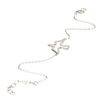 Bracelet sur chaîne ajustable avec colombe ajourée en acier inoxydable argenté.