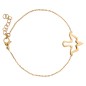 Bracelet sur chaîne ajustable avec colombe ajourée en acier inoxydable dorée.