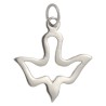 Pendentif colombe ajourée en acier inoxydable de couleur argentée, H. 1.5 cm.