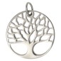 Médaille arbre de vie en acier inoxydable argenté, Ø 1.8 cm.