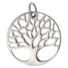 Médaille arbre de vie en acier inoxydable argenté, Ø 1.8 cm.