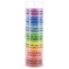 Bougie en verre teintee dans la masse H. 21 cm, Ø 6 cm - 7 Chakras + autocollant
