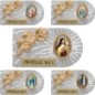 Plaque auto rectangle en aluminium strie, dimensions 2,4 x 4 cm, ornee d une rose. Differents Saints