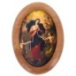 Plaque auto en bois d olivier forme ovale H. 4 x 3 cm avec resine de