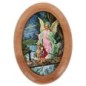 Plaque auto en bois d olivier forme ovale H. 4 x 3 cm avec resine de