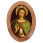 Plaque auto en bois d olivier forme ovale H. 4 x 3 cm avec resine de