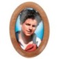 Plaque auto en bois d olivier forme ovale H. 4 x 3 cm avec resine de