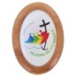 Plaque auto en bois d olivier forme ovale H. 4 x 3 cm avec resine de