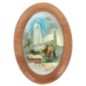 Plaque auto en bois d olivier forme ovale H. 4 x 3 cm avec resine de