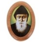 Plaque auto en bois d olivier forme ovale H. 4 x 3 cm avec resine de