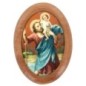 Plaque auto en bois d olivier forme ovale H. 4 x 3 cm avec resine de