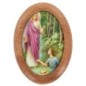 Plaque auto en bois d olivier forme ovale H. 4 x 3 cm avec resine de
