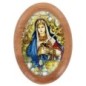 Plaque auto en bois d olivier forme ovale H. 4 x 3 cm avec resine de