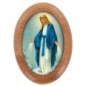 Plaque auto en bois d olivier forme ovale H. 4 x 3 cm avec resine de