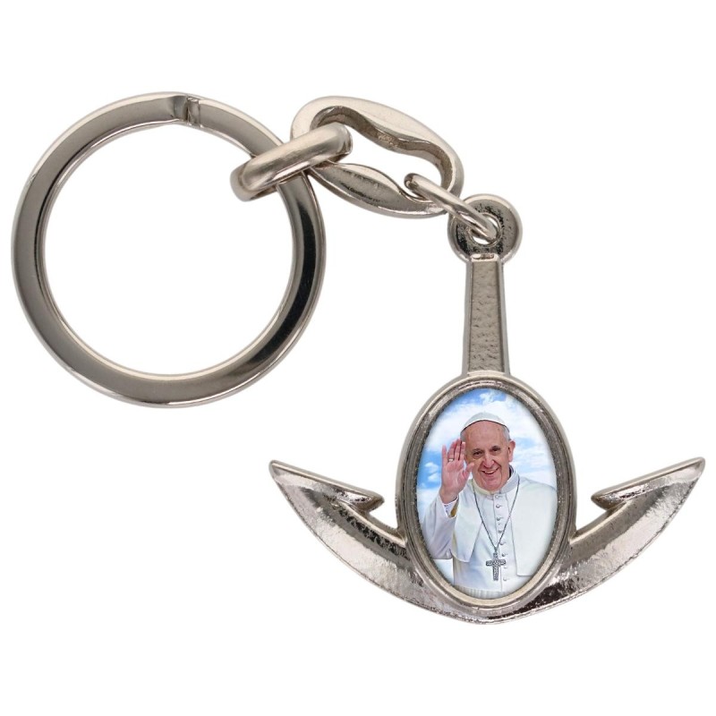 Porte-cles en metal en forme d ancre H. 4 cm avec une resine. Differents Saints