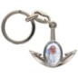 Porte-cles en metal en forme d ancre H. 4 cm avec une resine. Differents Saints