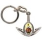 Porte-cles en metal en forme d ancre H. 4 cm avec une resine. Differents Saints