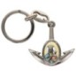 Porte-cles en metal en forme d ancre H. 4 cm avec une resine. Differents Saints