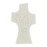 Croix moderne en resine style Albatre, a poser H. 9 cm, de la Mitre.