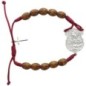 Bracelet dizainier réglable sur corde, grains en bois 7 mm, avec croix en métal. Différents Saints disponibles.