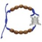 Bracelet dizainier réglable sur corde, grains en bois 7 mm, avec croix en métal. Différents Saints disponibles.