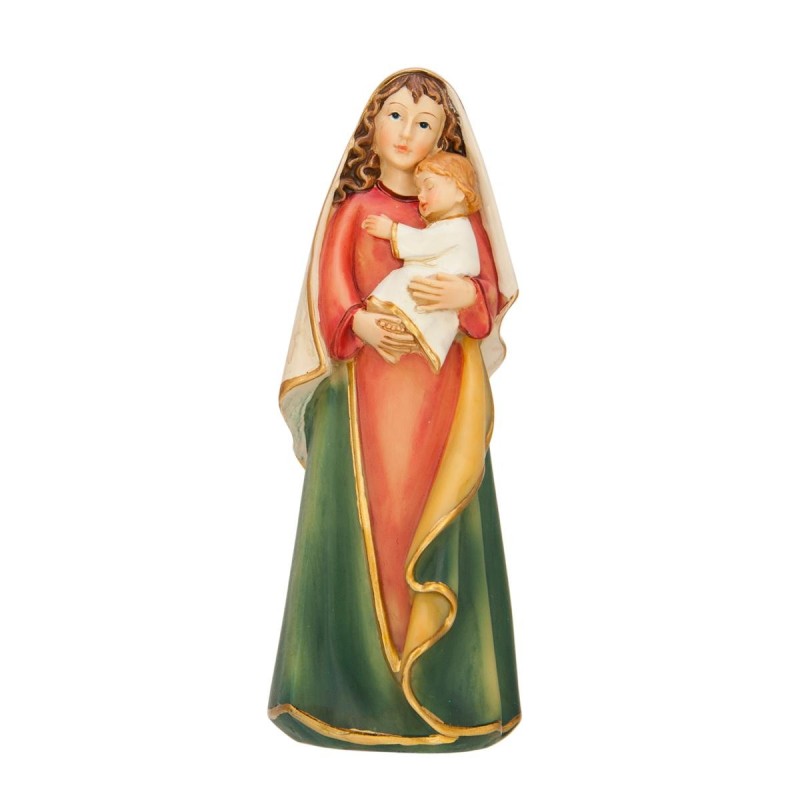 Statue en résine peinte à la main Vierge à l'enfant moderne couleur H- 12 cm-